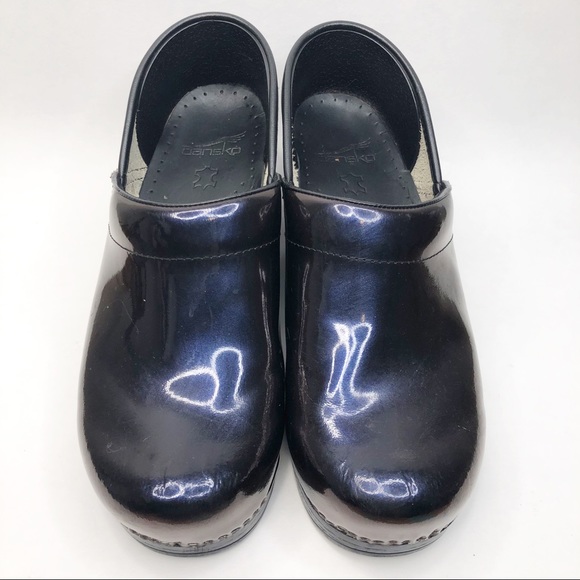 Dansko Shoes - Dansko Clogs, Black and Blue Iridescent